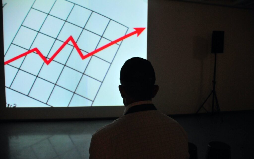 data chart projected on wall